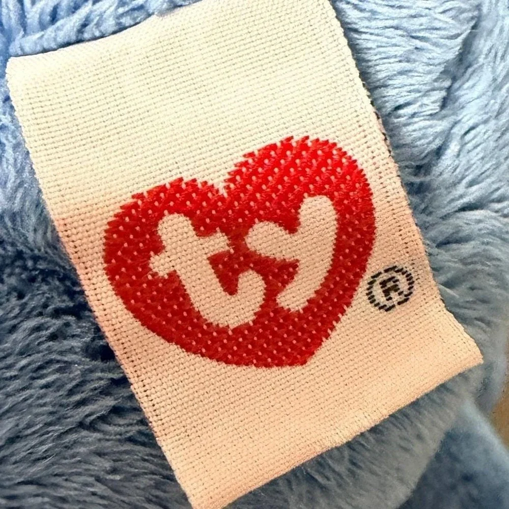 Ty Pluffies Jazzy the Mouse Blue Plush Stuffed Animal Toy 2005 7 inch